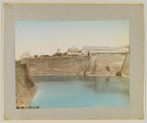 Hrad Ósaka, Japonsko (ručně kolorovaná černobílá fotografie) od Japanese Photographer