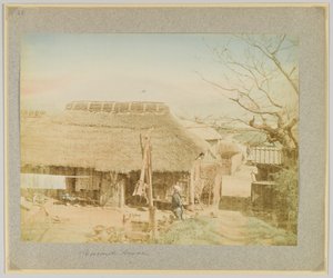 Rolnický dům, Japonsko (ručně kolorovaná černobílá fotografie) od Japanese Photographer