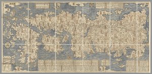 Velká barevná mapa Japonska, kterou nakreslil Ishigawa Nagara od Japanese School