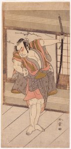 Herec s mečem (dřevěný blokový tisk) od Japanese School