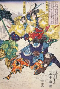 Bitva ve sněhu mezi muži nosícími kožichy od Japanese School