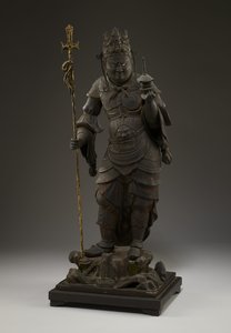 Bishamonten (Vaisravana, Strážce severu) (dřevo s kovem a plátkovým zlatem) od Japanese School
