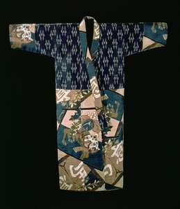 Chlapečtí nagajuban pod kimonem s motivem caparisoned horses, Showa period, pre 1950 (tkané hedvábí s vázačkou a šablonovým tištěným dekorem) od Japanese School