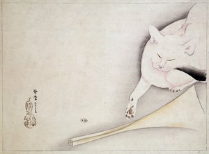 Kočka, japonská kresba, n.d. 19. století. od Japanese School