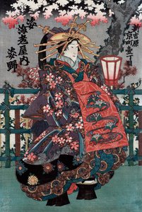 Středový panel z japonského Triptychu kurtizán od Japanese School