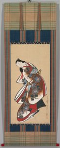 Kurtisaani, 1700-luvun alku (riippuva rulla, muste ja väri paperille) od Japanese School
