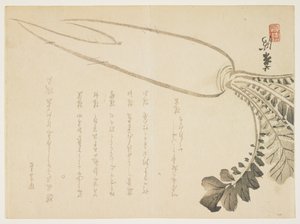 Daikon ředkev, leden 1864 (barevný dřevořez) od Japanese School