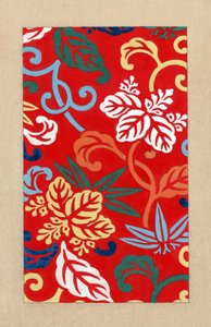 Návrh látky na výrobu kimon metodou Nishike dřevěného blokového tisku (ručně kolorovaný woodblock print) od Japanese School