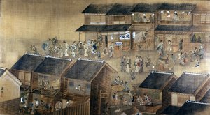 Edo by Night (inkoust a barva na papíře) od Japanese School