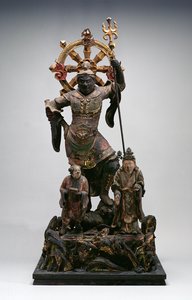 Postava strážného božstva, období Kamakura, 12.–14. století (dřevo)