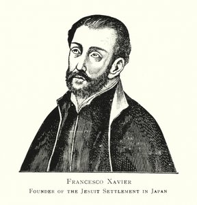 Francesco Xavier, zakladatel jezuitské osady v Japonsku (litho) od Japanese School