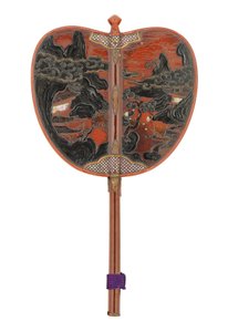 Gunbai, válečný fanoušek, období Edo (perleť na červeném lakovaném podkladu) od Japanese School