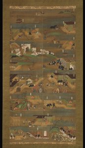 Ilustrovaná biografie prince Sh?toku, závěsný svitek, období Kamakura (1185–1333) (inkoust, barva a zlato na hedvábí) od Japanese School