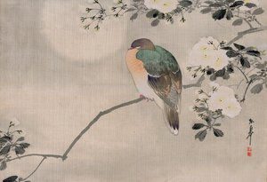 Japonská malba holuba na hedvábí od Japanese School