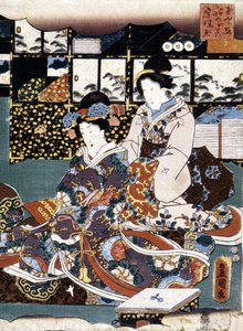 Japonský tisk: deux femmes, n.d. od Japanese School