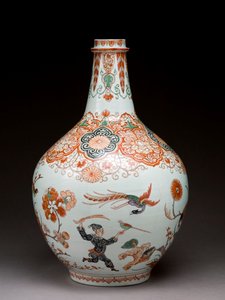 Velká lahvová váza, zdobená v Holandsku ve stylu Imari, Ko-Imari, konec 17. století (hliněné nádobí se smaltovanou polevou) od Japanese School
