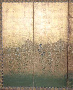 Měsíc v Musashi Plain (barva a zlato na papíře) od Japanese School
