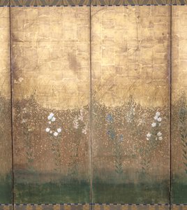 Měsíc v Musashi Plain (barva a zlato na papíře) od Japanese School