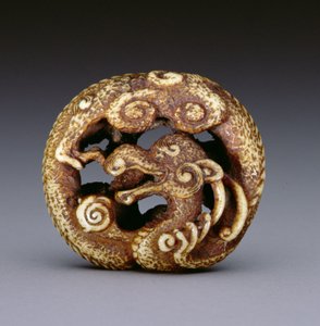 Netsuke zobrazující vodního draka, kolem 1870-80 (jelení paroh) od Japanese School