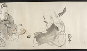 Nebo. 14872, f.30 Dva dospělí a dítě, od Yoshida Seisai (handscroll) od Japanese School