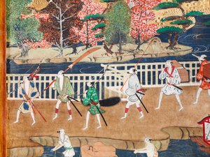 Osakazu Byobu - japonské osmipanelové skládací plátno (malba) od Japanese School