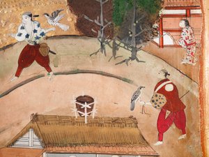 Osakazu Byobu - japonské osmipanelové skládací plátno (malba) od Japanese School