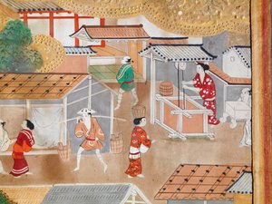 Osakazu Byobu - japonské osmipanelové skládací plátno (malba) od Japanese School
