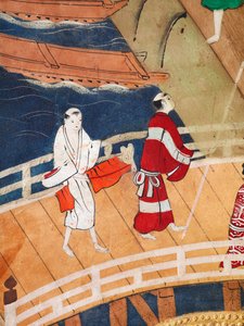 Osakazu Byobu - japonské osmipanelové skládací plátno (malba) od Japanese School