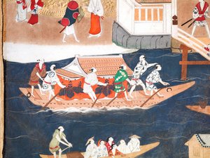 Osakazu Byobu - japonské osmipanelové skládací plátno (malba) od Japanese School