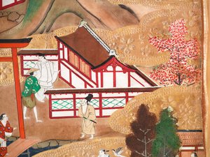 Osakazu Byobu - japonské osmipanelové skládací plátno (malba) od Japanese School