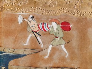 Osakazu Byobu - japonské osmipanelové skládací plátno (malba) od Japanese School
