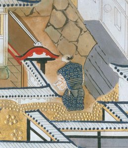 Osakazu Byobu - japonské osmipanelové skládací plátno (malba) od Japanese School