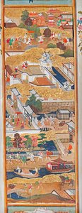 Osakazu Byobu - japonské osmipanelové skládací plátno (malba) od Japanese School