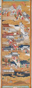 Osakazu Byobu - japonské osmipanelové skládací plátno (malba) od Japanese School
