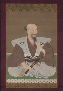 Portrét válečníka, visící svitek od Japanese School