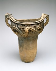 Hrnec s designem Whorl, cca 7500-300 př.nl (nízce pálená keramická hlína) od Japanese School