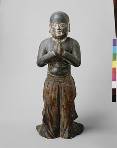Princ Shotoku ve dvou letech, cca 1300 (dřevo s polychromovanýma očima vykládanými kamennými křišťály) od Japanese School