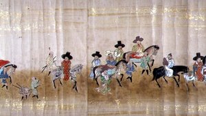 Šesté korejské velvyslanectví v Japonsku v Meireki 1 v době nástupnictví Tokugawa Ietsuny v roce 1651, pravděpodobně Kano Masunobu (1625-94) (svitek) (detail) od Japanese School
