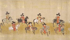 Šesté korejské velvyslanectví v Japonsku v Meireki 1 v době nástupnictví Tokugawa Ietsunas v roce 1651, pravděpodobně Kano Masunobu (1625-94) (svitek) (detail) od Japanese School