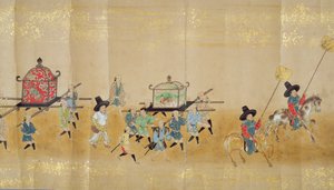 Šesté korejské velvyslanectví v Japonsku v Meireki 1 v době nástupnictví Tokugawa Ietsunas v roce 1651, pravděpodobně Kano Masunobu (1625-94) (svitek) (detail) (viz také 79774 & 120822) od Japanese School