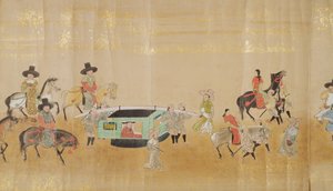 Šesté korejské velvyslanectví v Japonsku v Meireki 1 v době nástupnictví Tokugawa Ietsunas v roce 1651, pravděpodobně Kano Masunobu (1625-94) (svitek) (detail) od Japanese School