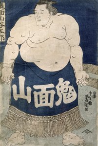 Sumo Wrestler (barevný dřevoryt) od Japanese School
