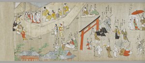 Svitky svatyně Tenjin (jeden z páru) (detail), škola Tosa, 17. století (inkoust, barva & gofun na papíře) (viz také 5846316) od Japanese School