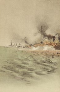 Varyag zapálila její vlastní posádka, aby zabránila zachycení v Chemulpo (chromolitho) od Japanese School