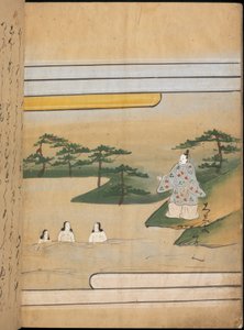 Tři ženy ve vodě, ilustrace z „Taishokkan“ (inkoust a barva na papíře) od Japanese School