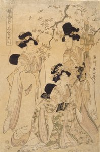 Bez názvu (tři ženy) (barevný tisk na dřevo) od Japanese School