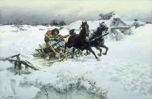 Jízda na saních, 1896 od Jaroslav Friedrich Julius Vesin