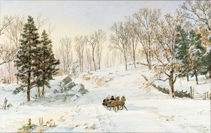 Zima na Ravensdale Road, Hastings-on-Hudson, New York, 1890 od Jasper Francis Cropsey