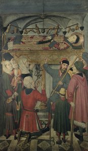 Exorcismus posedlého muže pod hrobkou svatého Vincenta Zaragoského († 304) z oltářního obrazu svatého Vincenta Zaragoského