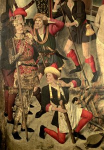 Oltář sv. Vincence: Muka sv. Vincence na grilu, Dák a kati, detail od Jaume Huguet